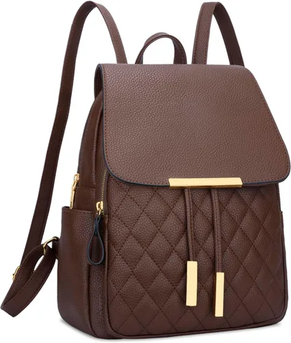Miniatura 24 de KKXIU - Mochila de cuero de moda para mujeres y damas, bolsa de viaje y para el día, con correa para los hombros, A-Negro, Mediana, Mochila
