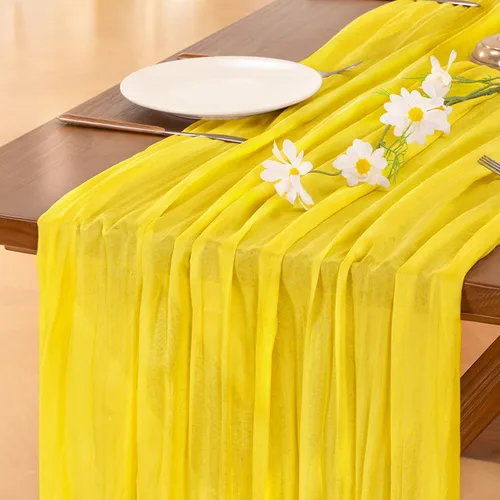 Miniatura 38 de Socomi - 10 caminos de mesa de gasa, estilo bohemio y rústico, para primavera, Pascua, bodas, fiestas, baby showers, cumpleaños y decoración, 120