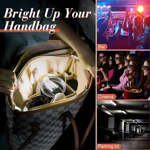 Miniatura 3 de Joqixon Organizador de bolso para bolsos, organizador de bolsas de piel sintética para bolso con luz LED, bolso y moldeador de bolso con llavero
