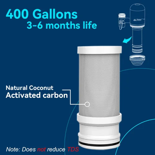 Miniatura 4 de ALTHY Sistema de filtración de agua de acero inoxidable, purificador de filtro de agua de 400 galones sin BPA para grifo de fregadero, certificado