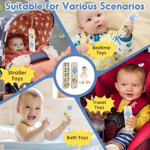 Miniatura 6 de Mordedores para aliviar la dentición, juguetes para bebés de 3 a 6 a 12 meses, regalos de silicona de grado alimenticio, control remoto, juguetes