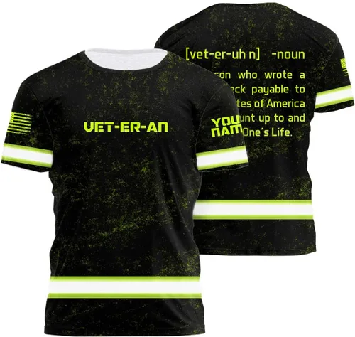 Miniatura 16 de Camisa de alta visibilidad para hombre, camisas de seguridad reflectantes con nombre personalizado para patriota, patriótico, veterano, militar