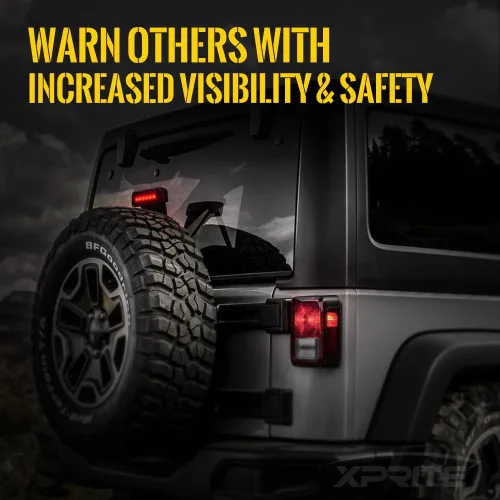 Miniatura 4 de Xprite Tercera luz de freno LED con lente ahumada de alto montaje y tercera luz trasera compatible con Jeep Wrangler JK 2007-2018 Lente ahumada