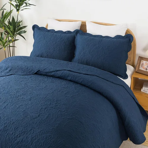 Miniatura 331 de HoneiLife - Juego de colcha de tamaño Queen, juego de ropa de cama de pana bordada de 3 piezas, colcha de lujo, ligera, cálida, para todas las Pana