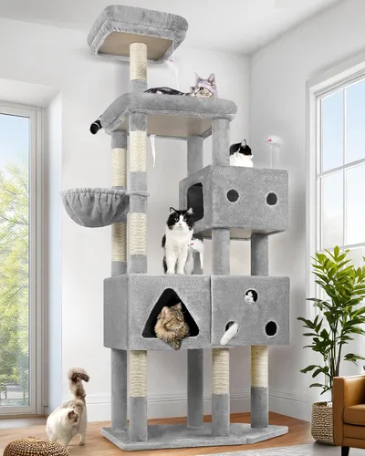 Miniatura 11 de Globlazer Torre para gatos extra grande, árbol para gatos de 81 pulgadas de alto para gatos grandes, 20 libras, torre de rascador para gatos adultos