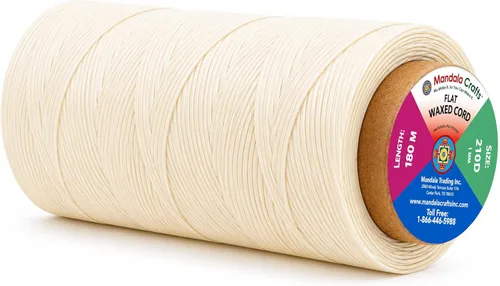 Miniatura 102 de Mandala Crafts Hilo encerado plano de 24 colores surtidos para costura de cuero, 55 x 24 yardas, hilo de poliéster 150D 0.031 in para cueros