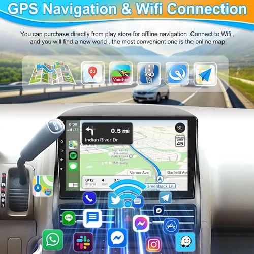 Miniatura 4 de Podofo Para Honda CRV 2002-2006 inalámbrico Apple Carplay Android Auto, pantalla táctil Android coche estéreo Autoradio unidad principal