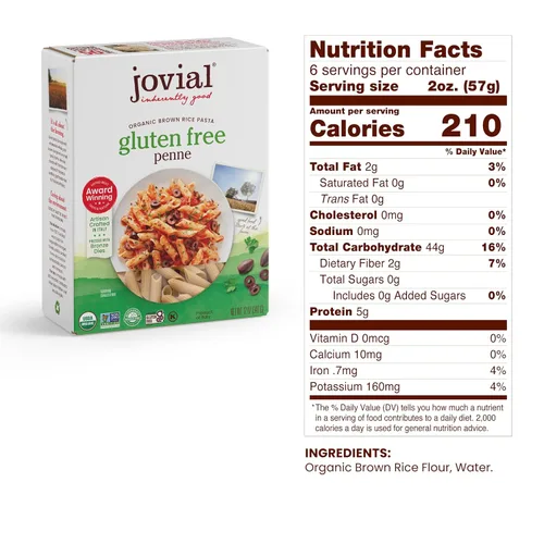 Miniatura 4 de Jovial Penne Rigate - Pasta sin gluten Jovial Fusilli sin gluten Pasta Jovial Caserecce sin gluten Pasta de arroz integral de grano entero