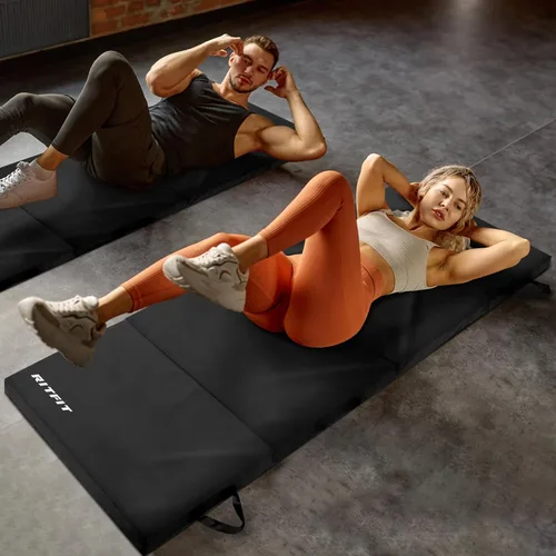 Miniatura 6 de RitFit Upgraded Folding Exercise Mat, 2 Inch Thick Gymnastics Mat 3’x6’,4’x8’,4x10’,2'x8' with Carrying Handles for Yoga, MMA, Stretching, Core