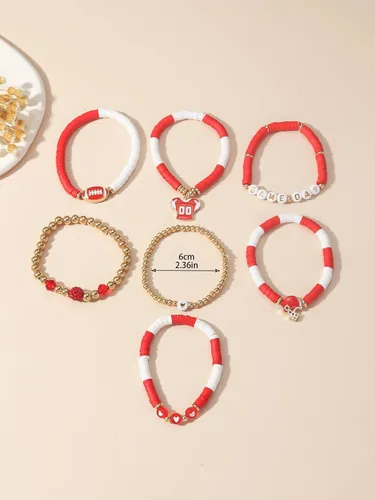 Miniatura 3 de Artlunar Pulsera de fútbol para el día del juego joyería deportiva apilable para mamás y papás, regalo perfecto para los fanáticos del fútbol
