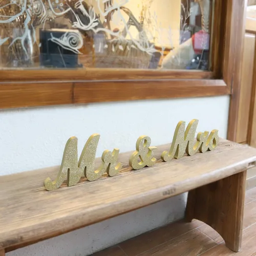 Miniatura 8 de Letrero de madera con texto en inglés "Mr & Mrs", letras rústicas de matrimonio para mesa de boda, decoración de señorita señor para fotos, mesa