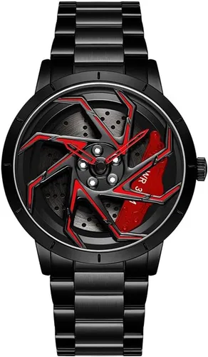 FANMIS Reloj de carreras de moda para hombre, creativo 3D, diseño giratorio de acero inoxidable, esfera grande, esqueleto impermeable, adecuado para
