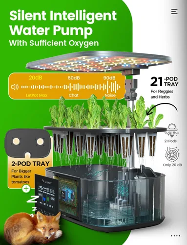 Miniatura 7 de LetPot LPH-Max Kit de Sistema de Cultivo Hidropónico, 21 Cápsulas APP y WiFi Control Automático Jardín Interior Inteligente con Luz LED