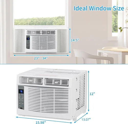 Miniatura 6 de ROVSUN - Aire acondicionado de ventana de 6000 BTU, unidad de aire acondicionado 3 en 1 para ventana, funciona como enfriador, deshumidificador