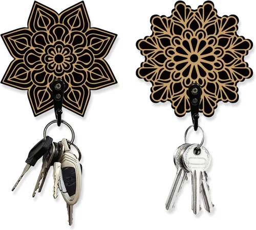 Miniatura 8 de AHANDMAKER Juego de 2 soportes para llaves de mano Hamsa, ganchos de pared con texto de adivinación para decoración de llaves de pared, colgador