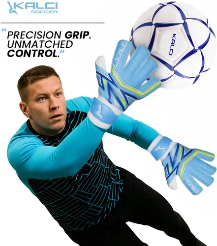 Miniatura 2 de Kalci Guantes de portero de fútbol con acolchado de espuma de látex para niños/adultos, protección de dedos transpirables, guantes de portero