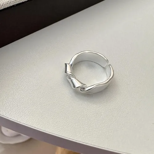 Miniatura 133 de Anillo de plata de ley 925, minimalista, ajustable, hecho a mano, para mujeres y niñas