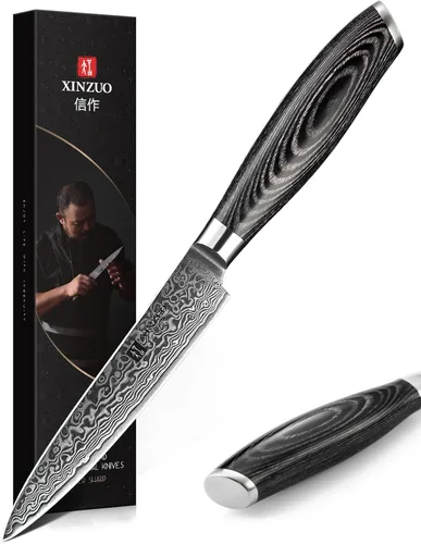 Miniatura 11 de XINZUO Cuchillo de cocina de 5 piezas, juego de cuchillos de chef profesional de acero de Damasco súper afilado con mango de madera de Pakkawood