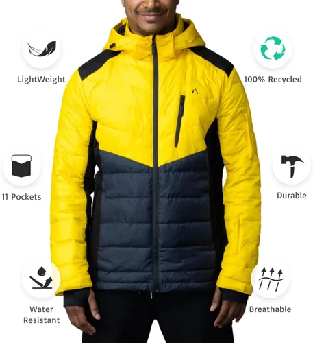 Miniatura 23 de Apricoat EcoDown Jacket - Chaqueta acolchada con capucha ligera y resistente al agua - Abrigo de invierno resistente al viento con aislamiento