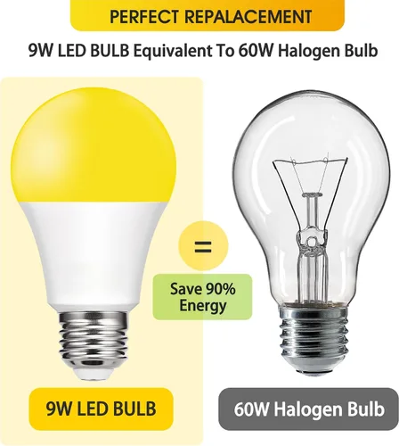 Miniatura 2 de Bombillas LED amarillas para exteriores, 9 W (equivalente a 60 W) ámbar 2000 K para exteriores, patio trasero, porche, dormitorio, no regulable,