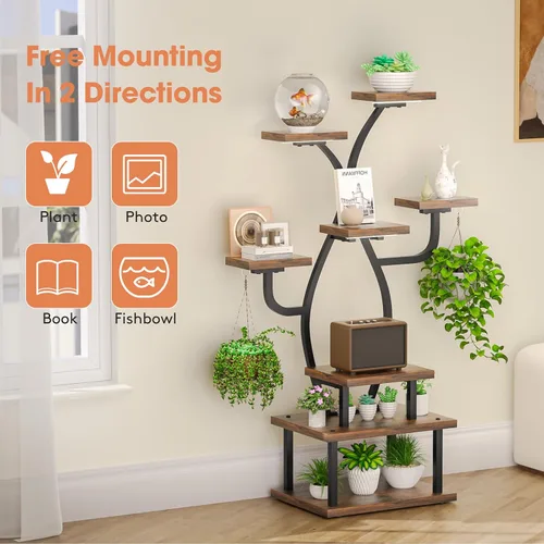 Miniatura 4 de Tovve Soporte para plantas de interior con luz de crecimiento, estante pequeño de 8 niveles de 48 pulgadas, soporte de esquina para plantas