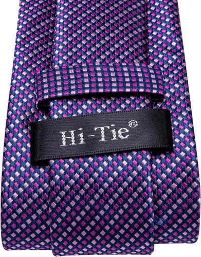Miniatura 194 de Hi-Tie Corbata clásica de cachemira para hombre con pañuelo y gemelos a cuadros