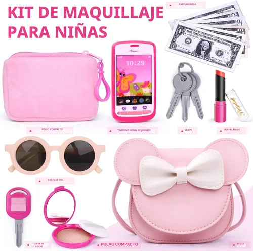 Miniatura 2 de Bolso de niña para juego de simulación con juguetes de maquillaje, juguetes de bolso para niñas pequeñas de 3, 4, 5, 6, 7 años de regalo, bolso