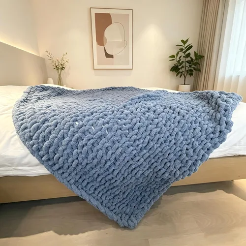 Manta de punto grueso de 40 x 40 pulgadas, manta de felpilla cálida tejida a mano con nudo de cuerda grande suave y gruesa para sofá, cama, sofá,
