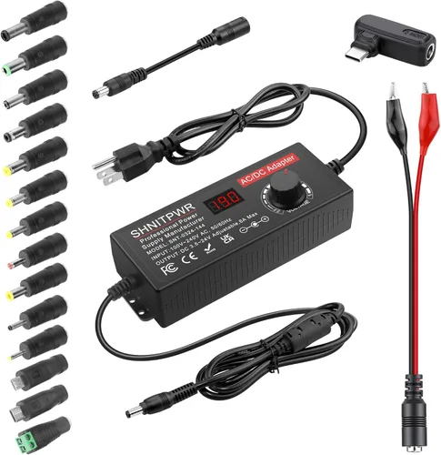 Miniatura 8 de SHNITPWR Fuente de alimentación universal DC 24 V 12 V 5 V 6 V 9 V 14 V 19 V Adaptador de CA/CC ajustable 100 V ~ 240 V CA a CC Convertidor