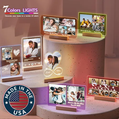 Miniatura 6 de LOUISMIAA Marcos de fotos personalizados, marco de fotos con luz nocturna, marco de fotos personalizado, regalos personalizados para aniversario