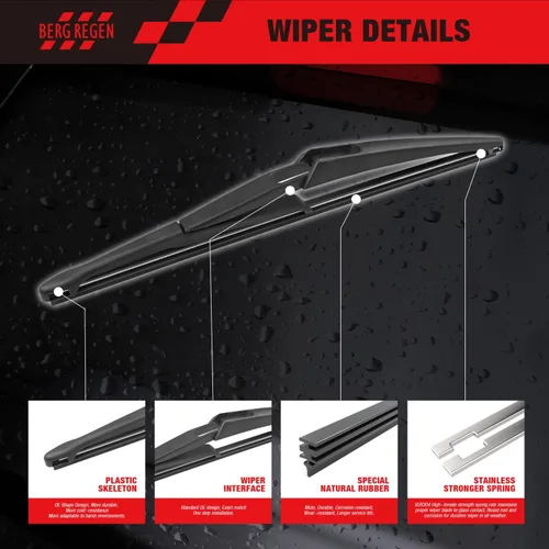 Miniatura 3 de BERG REGEN® Juego de limpiaparabrisas trasero de repuesto para Nissan Rogue 2013 2012 2011 2010 2009 2008 Juke 2016-2011 Accesorios OE: 28780-JM00A
