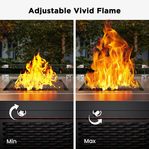 Miniatura 5 de Ciays Protector de viento de vidrio de 28 pulgadas / 32 pulgadas para fogata de propano, se adapta a mesa de gas de acero de 50,000 BTU, funciona
