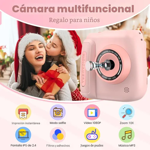 Miniatura 6 de Cámara de impresión instantánea para niños, cámara instantánea para niños con videos de 1080P, regalos de cumpleaños de Navidad para niñas y niños
