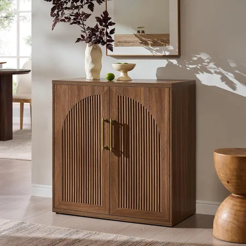 Miniatura 18 de ACCOHOHO Aparador de puerta arqueada, gabinete de buffet, gabinete de acento con estante ajustable, gabinete modular de madera para comedor, sala