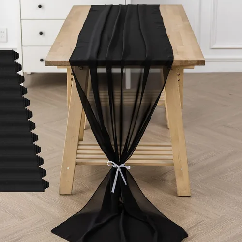 Miniatura 9 de Paquete de 2 caminos de mesa de gasa de 10 pies de 29 x 120 pulgadas, camino de mesa romántico transparente para boda, fiesta de cumpleaños