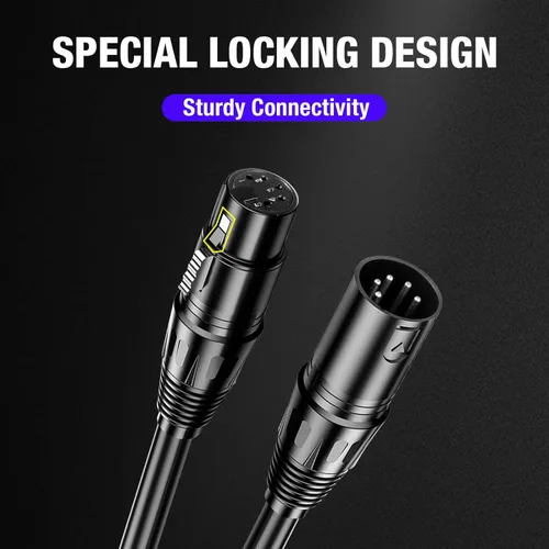 Miniatura 5 de Cable DMX de 5 pines de 50 pies, señal flexible XLR de 5 pines macho a hembra con 3 conductores cables DMX, cable adecuado para señal de iluminación