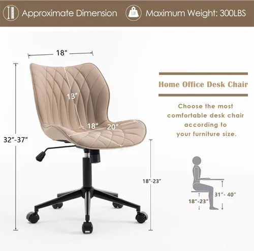Miniatura 2 de YOUNUOKE Silla de escritorio sin brazos, cómoda silla de oficina con ruedas, silla ergonómica para el hogar, sillas ajustables para computadora