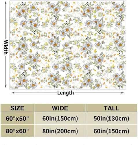 Miniatura 6 de Tupmnbry Manta floral de margaritas y girasoles, manta de franela súper suave, manta de cama ligera y esponjosa para cama, sofá y viajes, 50 x 60