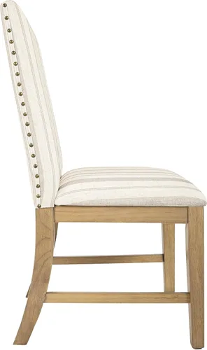 Miniatura 132 de Homepop Silla de comedor con detalles festoneados, sillas de comedor Parsons tapizadas, muebles decorativos para el hogar, tejido gris claro