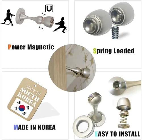 Miniatura 3 de Tope de puerta magnético, acero inoxidable, cierre magnético para puerta, soporte de puerta, tope de puerta, montaje en pared, montaje en el suelo
