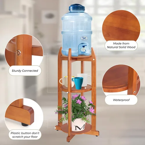Miniatura 3 de Soporte dispensador de agua de madera maciza natural (32.8 pulgadas de alto-11.2 pulgadas de ancho) Soporte de suelo de cerámica para dispensador