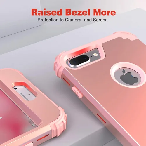 Miniatura 5 de IDweel Funda para iPhone 8 Plus, para iPhone 7 Plus con Protector de Pantalla, 3 en 1 Híbrida Resistente a Golpes de Servicio Pesado Protección Oro