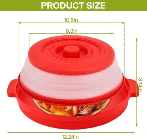 Miniatura 6 de Cubierta de salpicaduras para microondas para alimentos con placa base antiquemaduras, plástico grande y silicona ventilada para evitar quemaduras