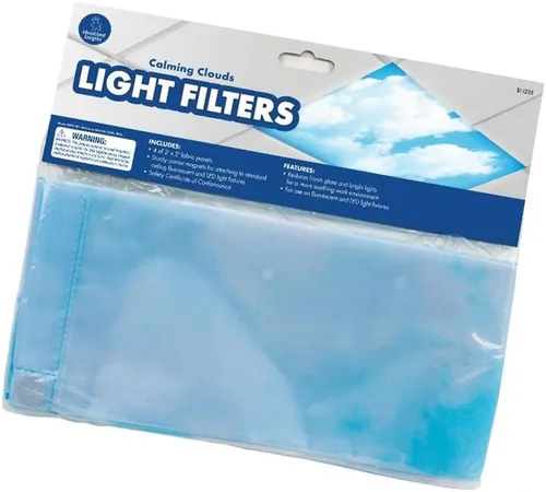 Miniatura 2 de Educational Insights Paquete de 4 cubiertas de luz fluorescente: nubes calmantes - Filtros de luz de techo para aula, oficina y hogar, pantallas LED