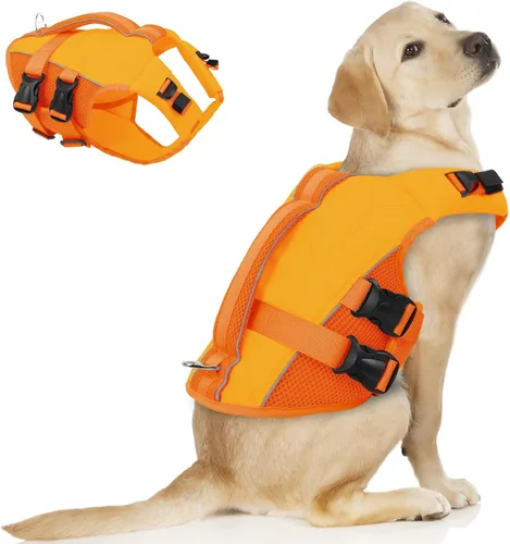 Miniatura 20 de ASENKU Chaleco salvavidas para perros, chaleco de natación para perros de alta flotación con asas de rescate para perros pequeños, medianos