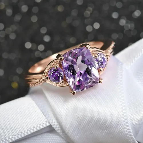 Miniatura 4 de Shop LC Purple Amethyst Promise Engagement Rings for Women 14K Rose Gold Plated 925 Sterling Silver Bride Birthday Gifts