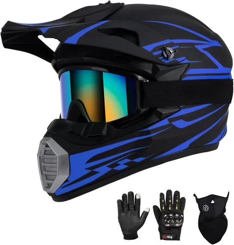 Miniatura 12 de Casco de motocross para niños y jóvenes aprobado por DOT, Casco de cara completa para ATV, moto de todoterreno y bicicleta de tierra para adultos