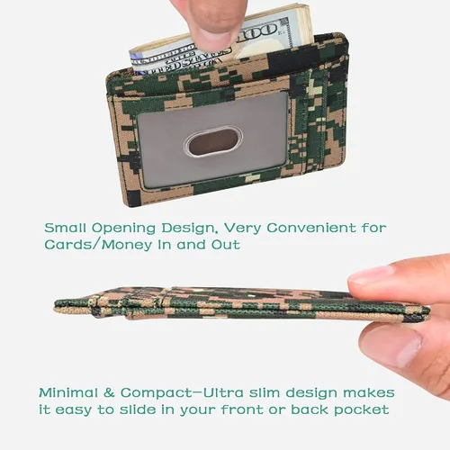 Miniatura 4 de Kinzd Cartera delgada y minimalista de cuero RFID con bolsillo frontal para hombre