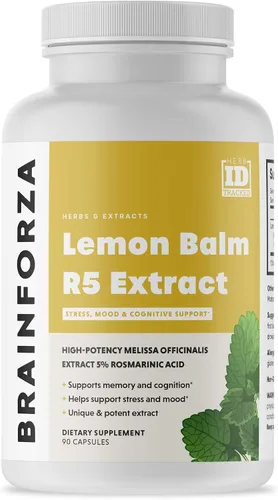 Brain Forza Cápsulas de extracto de bálsamo de limón europeo - Extracto estandarizado 5% ácido rosmarínico, 90 cápsulas