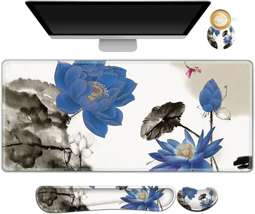 Miniatura 9 de ARTSO Juego de Alfombrilla de Mouse Extendida para Juegos, Reposamuñecas para Teclado + Reposamuñecas + Alfombrilla de Mouse XXL Grande + Posavasos